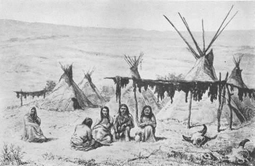 DRYING BUFFALO MEAT—A TYPICAL CAMP SCENE Ernest Henry Griset