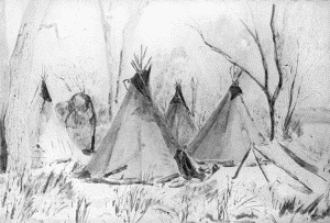 b. "Horse camp of the Assiniboins, March 21, 1852." Friedrich Kurz