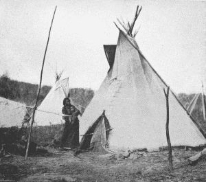 a. Tipi of Gi-he-ga, an Omaha chief. Photograph by W. H. Jackson, 1871