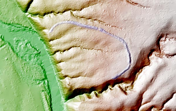 Lidar image of Highbanks Park Earthworks