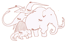 Drawing showing ancient animals that were not dinosaurs