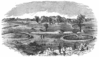 Drawing showing circular earthworks