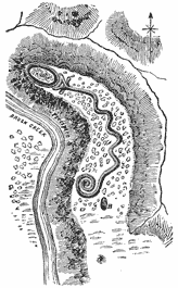 Plan of serpent-shaped earthworks