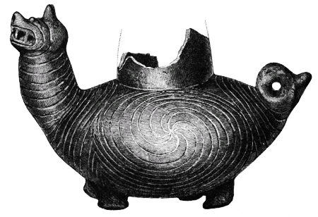 Fig. 416.--Animal-shaped vase: Pecan Point, Arkansas.--1/3.