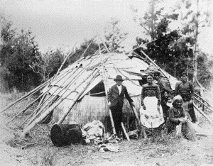 b. Ojibway wigwam. Leech Lake, Minnesota, 1896