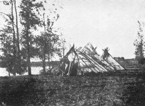b. Ojibway camp on bank of Red River. Photograph by H. L. Hime, 1858