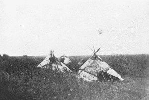 a. Ojibway camp west of Red River. Photograph by H. L. Hime, 1858