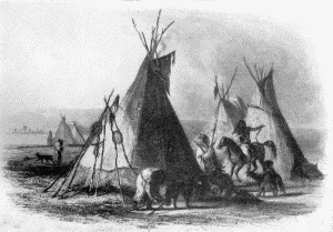 c. "A skin lodge of an Assiniboin chief." Karl Bodmer