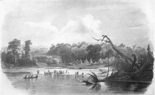 "PUNKA INDIANS ENCAMPED ON THE BANKS OF THE MISSOURI" Karl Bodmer, 1833