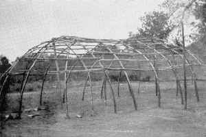 a. Frame of an Osage habitation, near Hominy, Okla., 1911