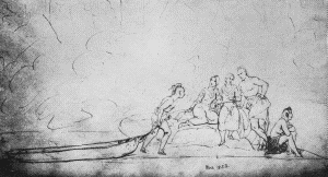 a. Oto dugout canoe, from Kurz's Sketchbook, May 15, 1851