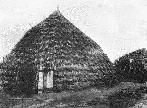 a. Grass-covered structures near Anadarko
