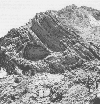Photograph of layered rocks near
Copiapo, Chile