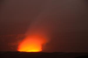 Night glow from the Halema`uma`u, Kilauea Volcano
